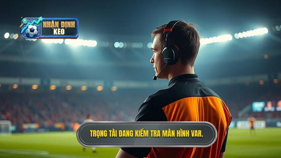 1. Trọng tài đang kiểm tra màn hình VAR.